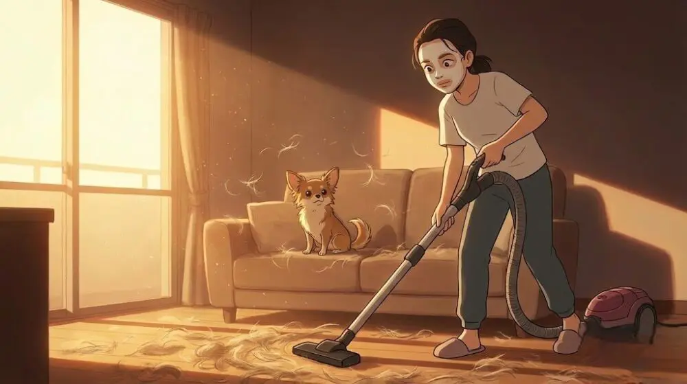 ダブルコートの抜け毛が大変で掃除に追われる日々