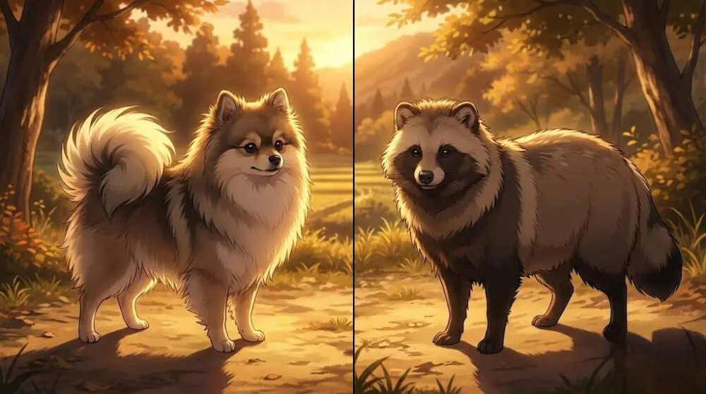 野生のタヌキと識別する尾の形状